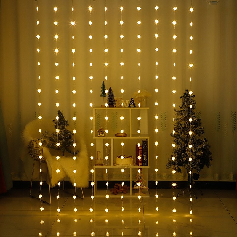 Wholesale LED Heart Curtain Light USB PVC Coated – YZ-40040