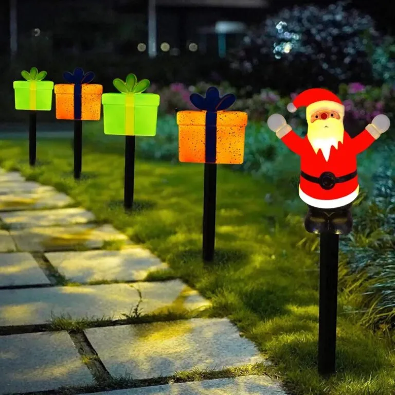 Luz de jardim Papai Noel com caixa de presente – YZ-50001 no atacado - Luzes LED para jardim e exterior