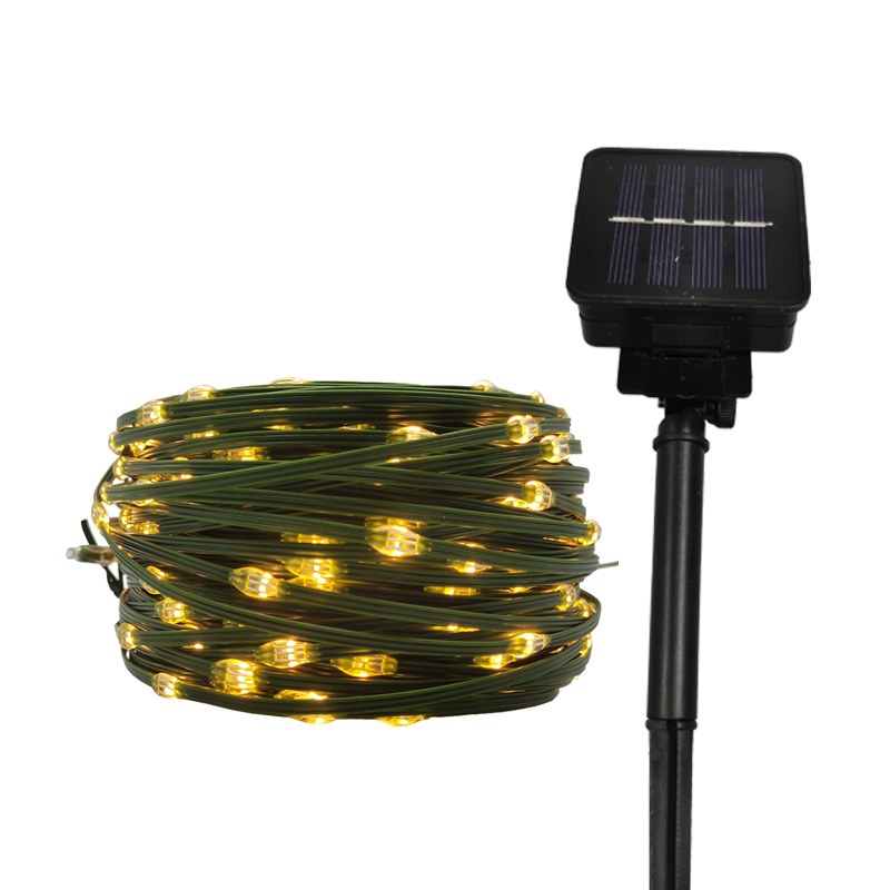 LED Solar Panel Operated Green PVC Copper Wire – YZ-30054